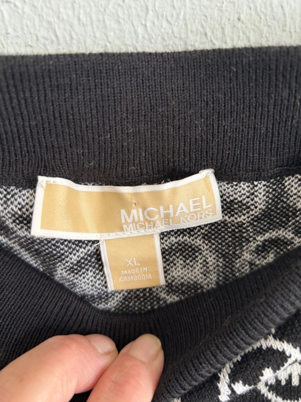 NWT Michael Kors Black and White Logo Knit Pencil Skirt - Picture 4 of 6